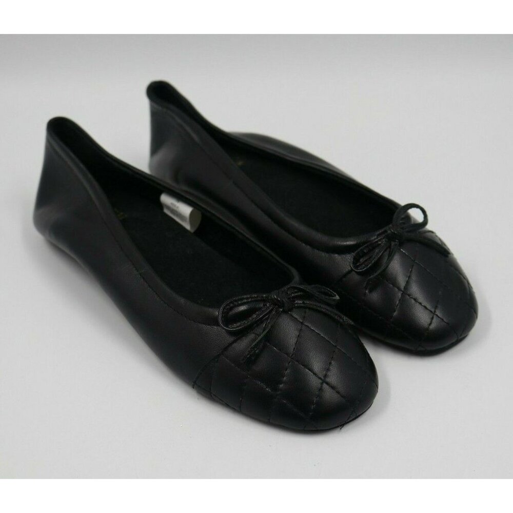 Green Ease Ladies Womens Black Leather Slip On Casual Ballet Flats Shoes Size 7N